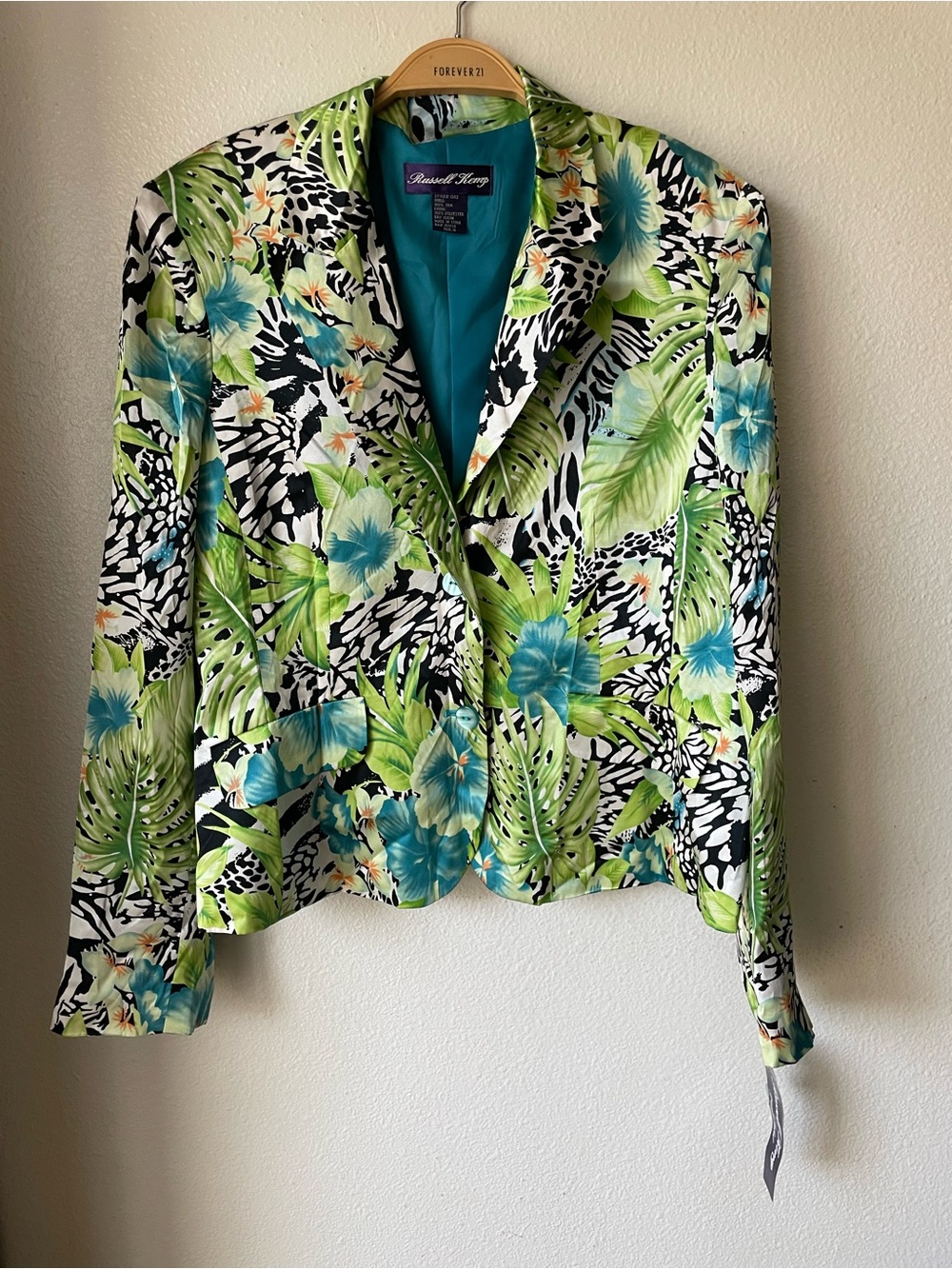Vintage Y2K Silk Midi Skirt and blazer set Tropical Floral Animal Print - Picture 2 of 3